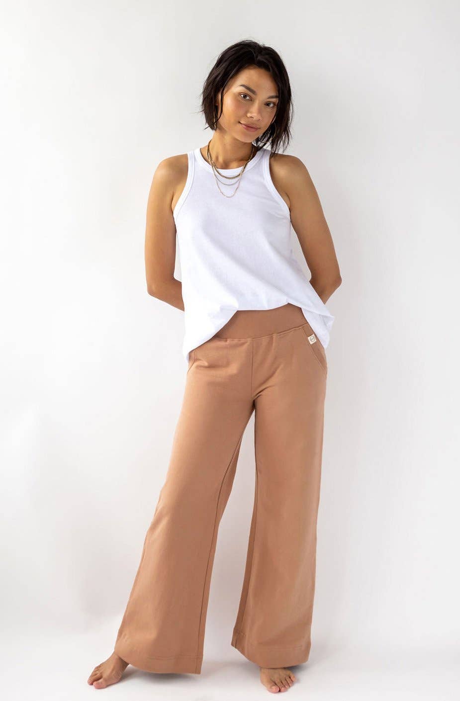 Organic Cotton Wide Leg Camel Pant