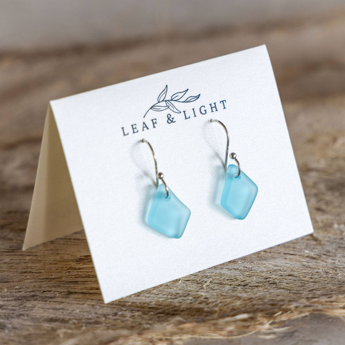 Turquoise Recycled Glass Dangles | Silver Plated