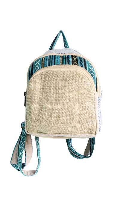 Hemp/Cotton Blue Stripe Backpack | 12”