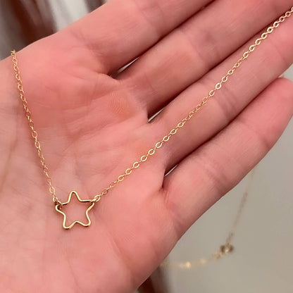 Gold Open Star Necklace