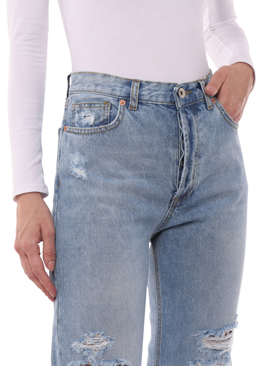 Organic Cotton Tapered Jeans - Ripped Light or Dark Denim