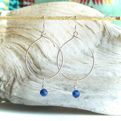 Gemstone Hoop Earrings - Kyanite