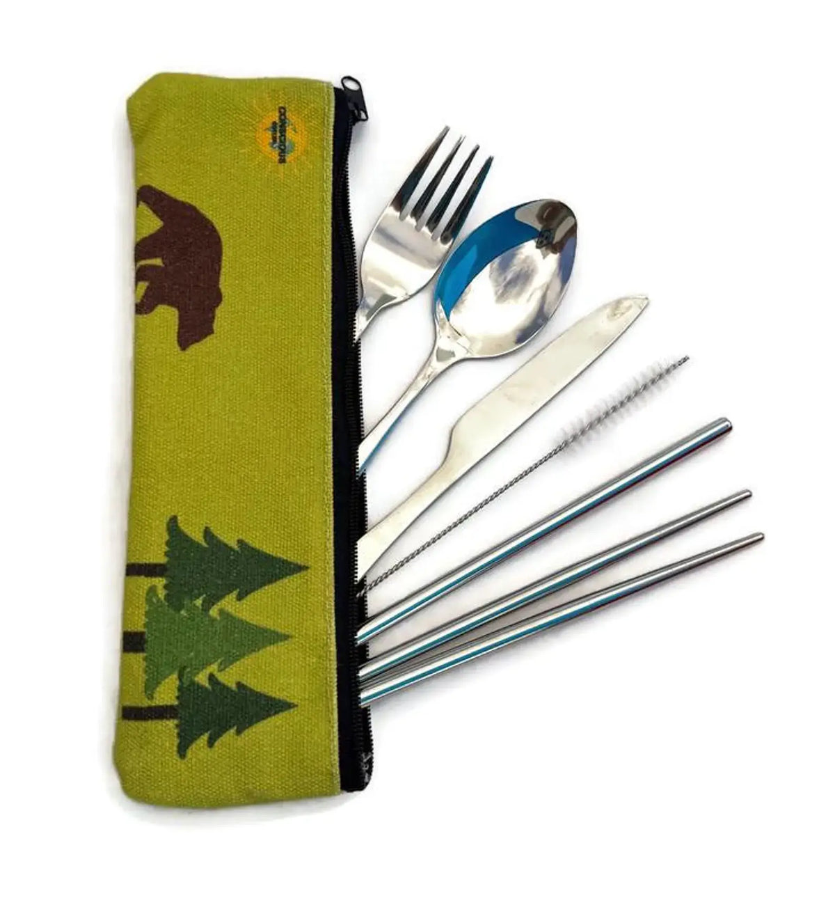 Travel Cutlery Set With Hemp Pouch