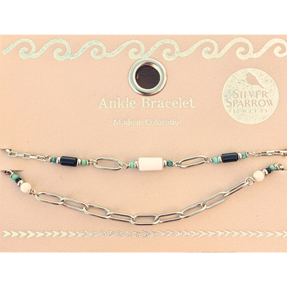 Shell & Blackstone Double Strand Anklet