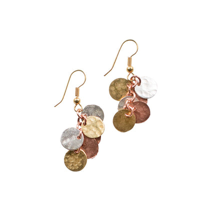 Multi Hammered Disc Earrings