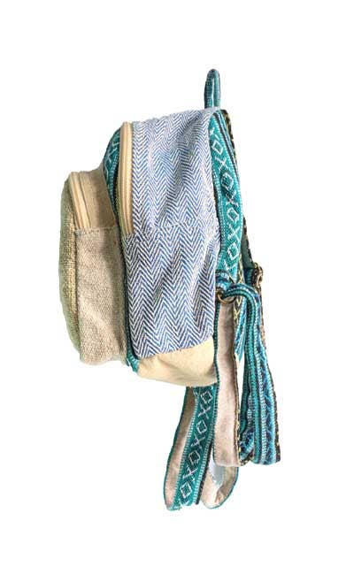 Hemp/Cotton Blue Stripe Backpack | 12”