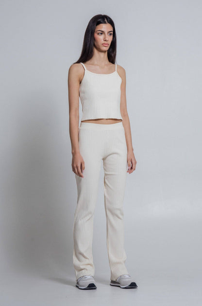 Ivory Rib Knit Pants