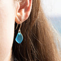 Turquoise Recycled Glass Dangles | Silver Plated
