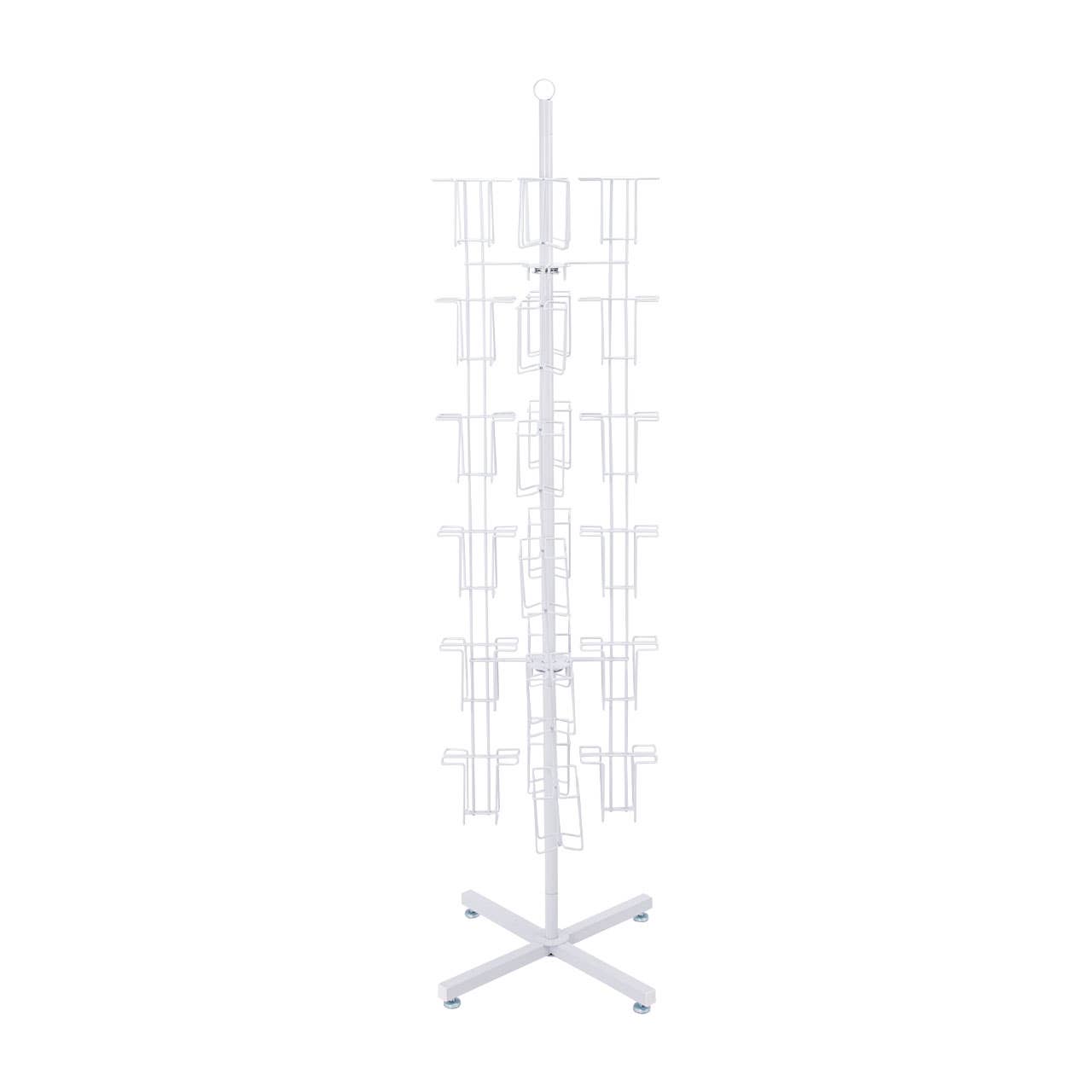 48-Pocket Rotating White Greeting Card Rack - 65”H x 16”D