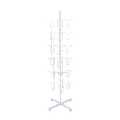 48-Pocket Rotating White Greeting Card Rack - 65”H x 16”D