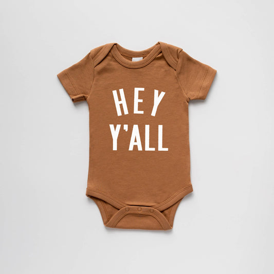 Camel Organic Baby Bodysuit - ‘Hey Y’all’