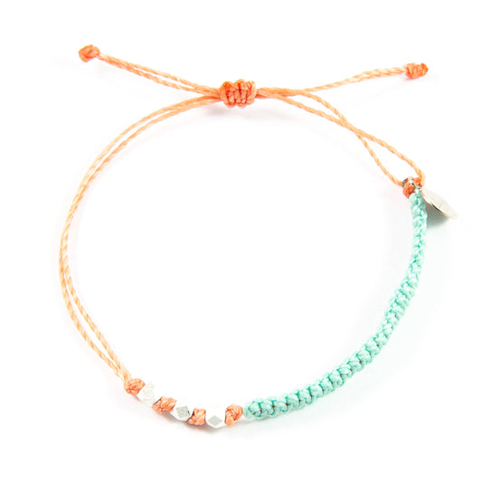 Cucumber & Coral Macrame in Silver